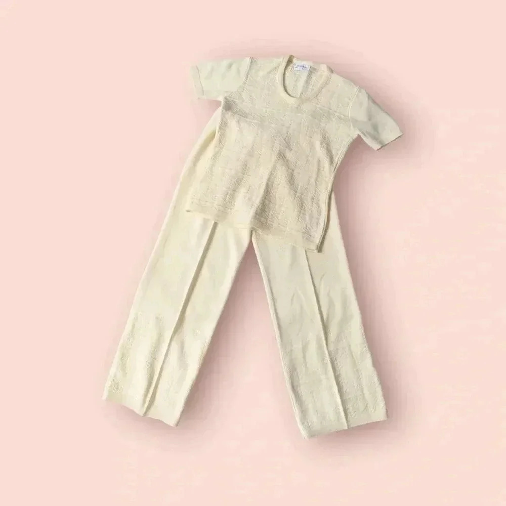 Vintage two piece top and bottom wool knit set